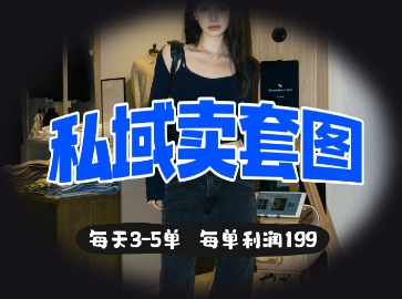 私域卖套图每天3-5单，每单利润99-无名社区-24小时自助低价投流平台