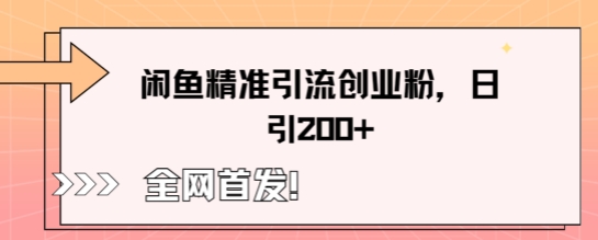 闲鱼精准引流创业粉，轻松日引200+-无名社区-24小时自助低价投流平台