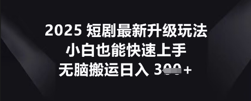 2025短剧最新升级玩法，小白也能快速上手，无脑搬运日入3张-无名社区-24小时自助低价投流平台