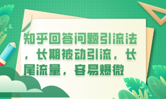 知乎回答问题引流法，长期被动引流，长尾流量，私域变现必学课程-无名社区-24小时自助低价投流平台