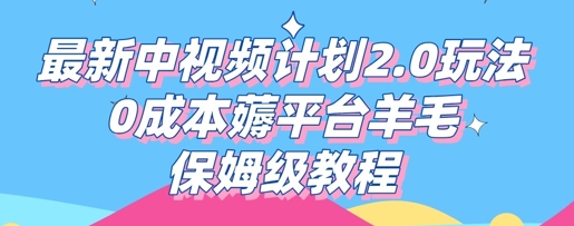 最新中视频计划2.0玩法，0成本薅平台羊毛，保姆级教程-无名社区-24小时自助低价投流平台