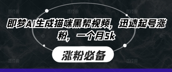 即梦AI生成猫咪黑帮视频，迅速起号涨粉，一个月5k-无名社区-24小时自助低价投流平台