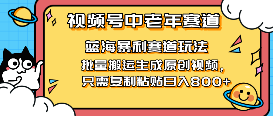 （14314期）2025视频号中老年短视频蓝海暴利风口！复制粘贴搬运视频单日赚800+，无...-无名社区-24小时自助低价投流平台