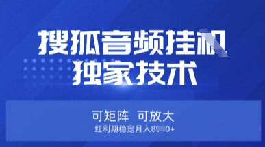 【搜狐音频挂G】独家技术，可矩阵可放大，红利期稳定月入8k【揭秘】-无名社区-24小时自助低价投流平台