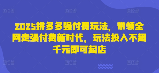 2025拼多多强付费玩法，带领全网走强付费新时代，玩法投入不超千元即可起店-无名社区-24小时自助低价投流平台