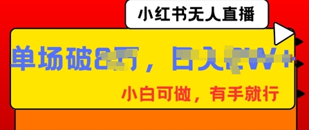 小红书无人直播，纯小白可做，有手就行，单场直播销售额破8w-无名社区-24小时自助低价投流平台