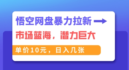 悟空网盘暴力拉新：一单10元，市场空白，日入几张-无名社区-24小时自助低价投流平台