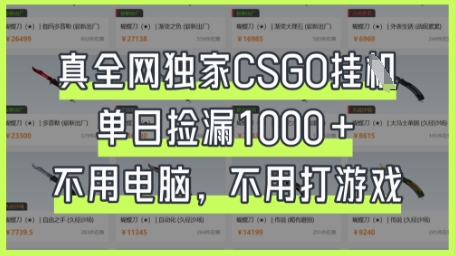 真全网独家CSGO挂G，单日捡漏1k+【揭秘】-无名社区-24小时自助低价投流平台