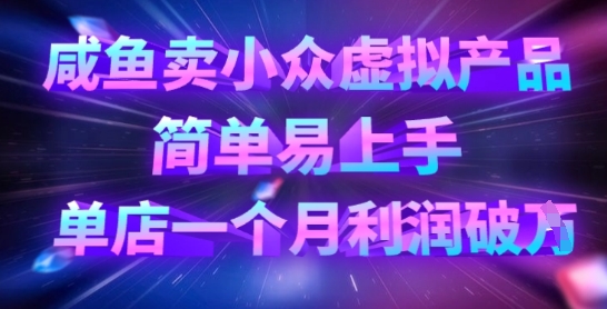 咸鱼卖小众虚拟产品，简单易上手，单店一个月利润破W-无名社区-24小时自助低价投流平台
