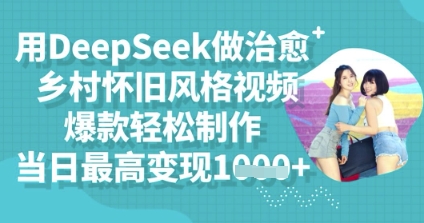 用DeepSeek做治愈乡村怀旧风格视频，爆款轻松制作，当日最高变现多张-无名社区-24小时自助低价投流平台